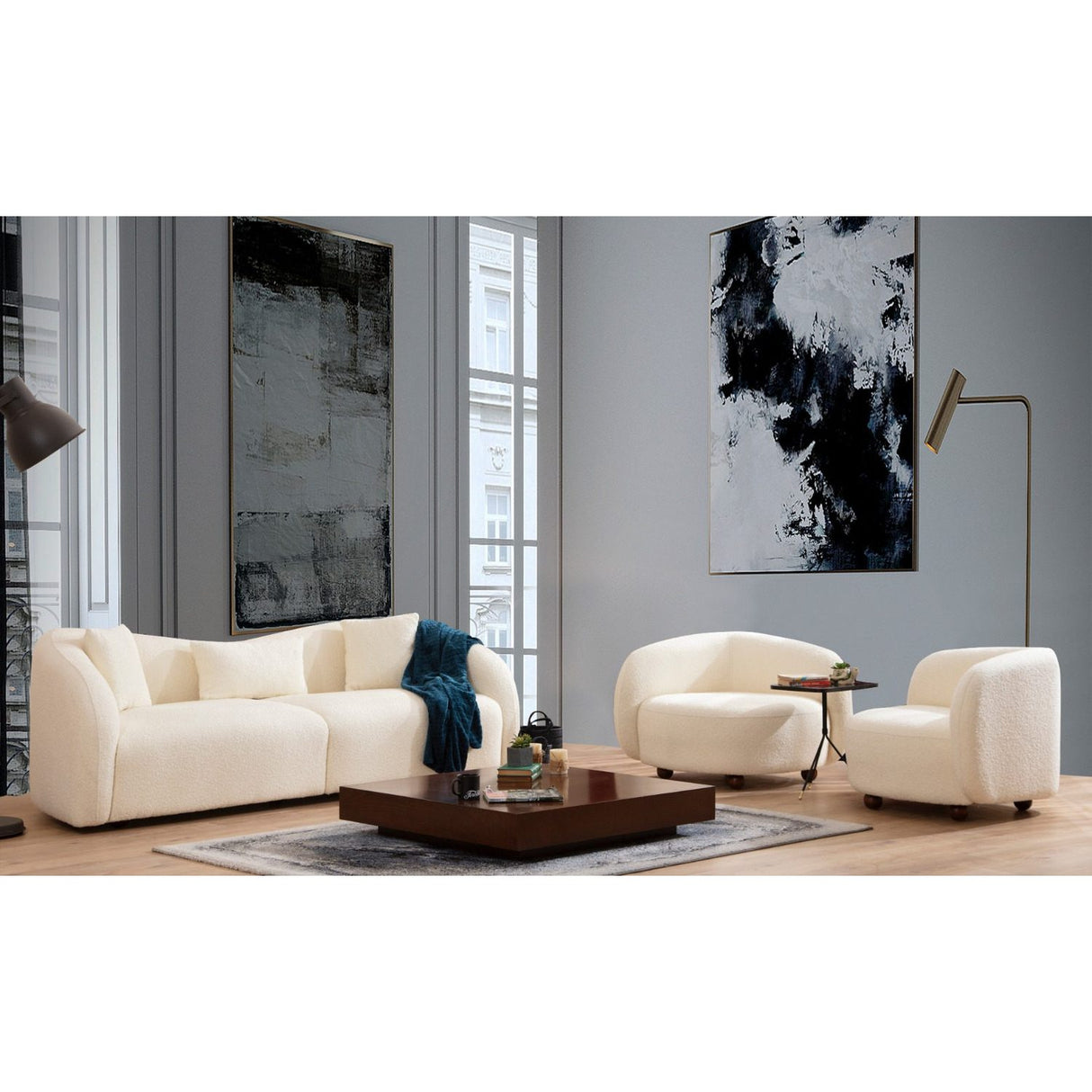 Tbilisi (236 x 76 x 91 cm) Creme 3-sitssoffa