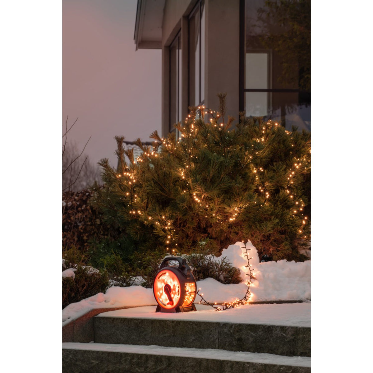 med Sladdvinda Cluster LED Svart Kabel Ljusslinga Ute 8.78m, Amber