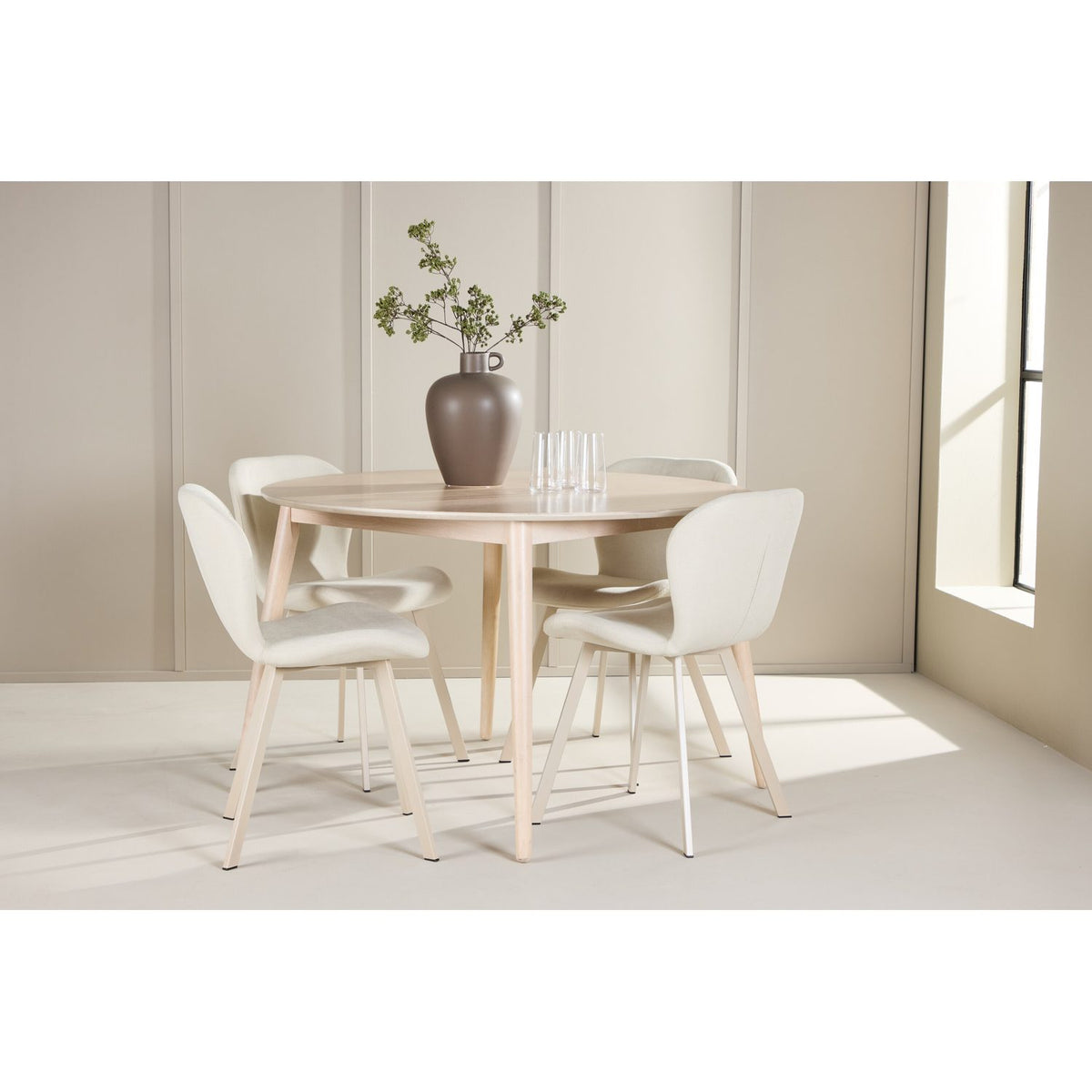 Flora, Lilja Runt matgrupp Beige, Vitlasyr, ⌀120