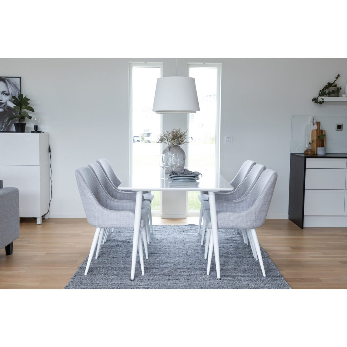 Polar, Plaza Rektangulär matgrupp Grå,Vit, Vit, 180 x 90