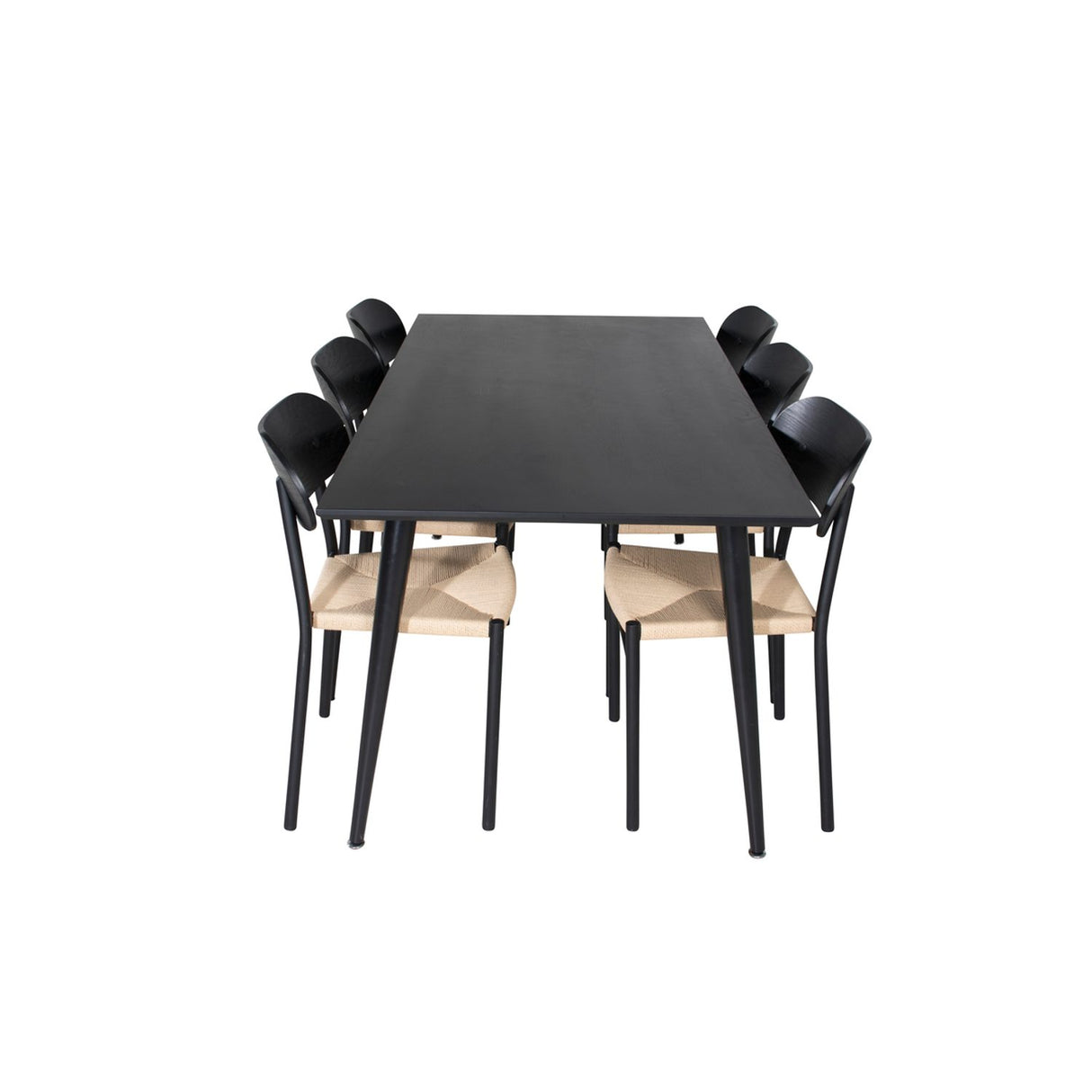 Dipp, Polly Rektangulär matgrupp Svart,natur, Svart, 180 x 90