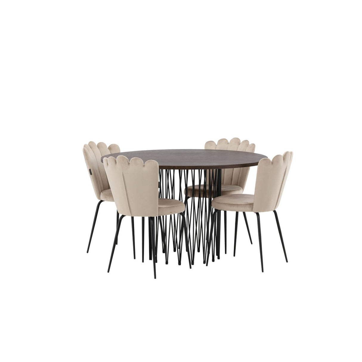 Stone, Limhamn Rund matgrupp Beige,Svart, Svart, mocka, ⌀120