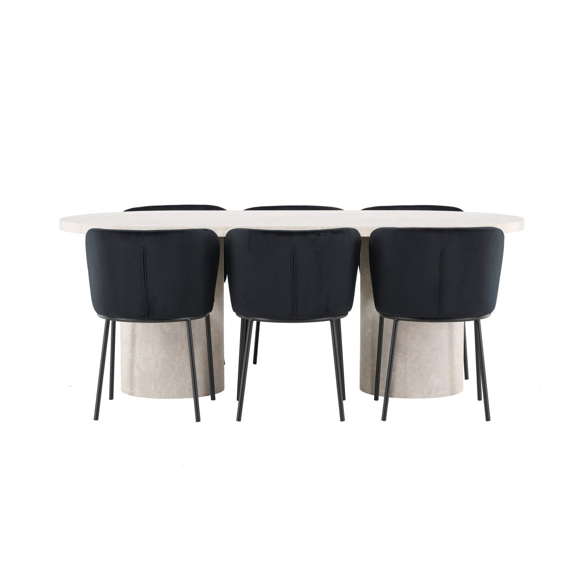 Narvik, Edina Oval matgrupp Svart, Beige, 200 x 100