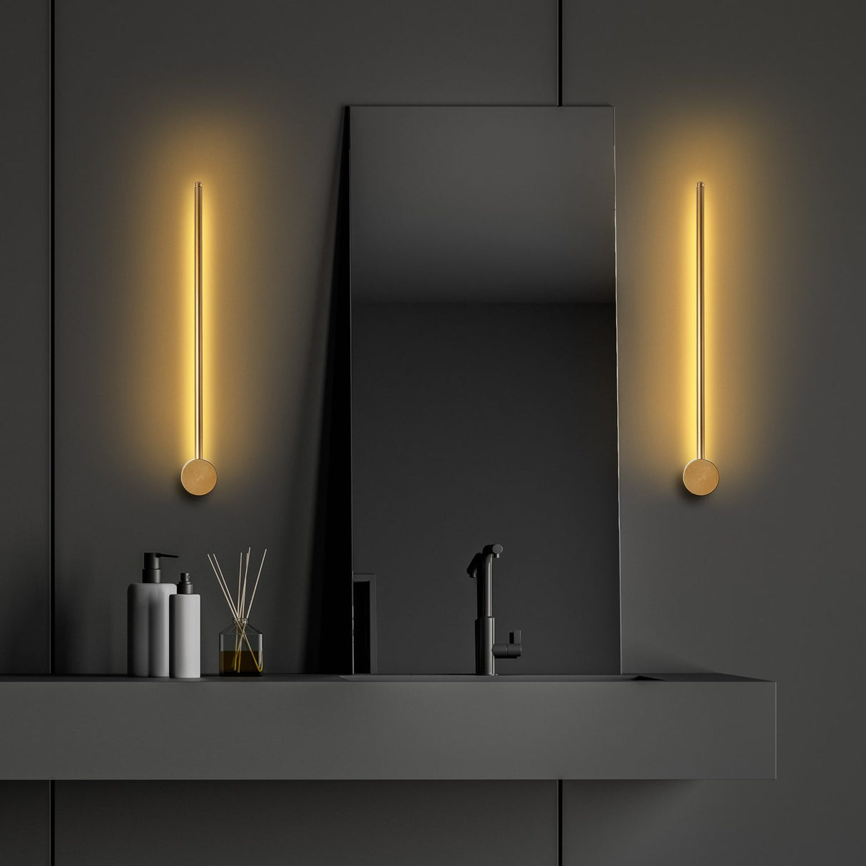 Kingston (62 x 10 x 7 cm) Guld Vägglampa