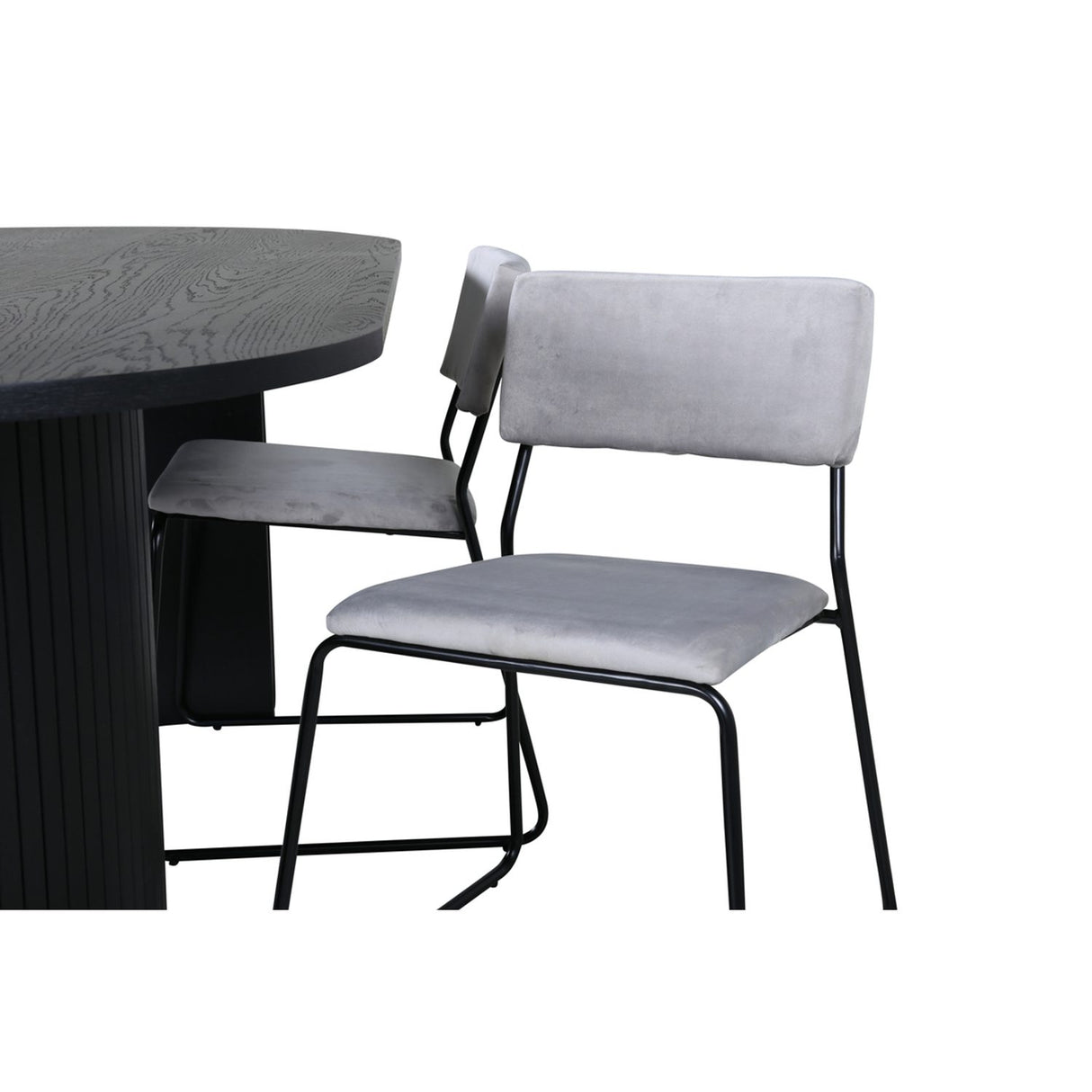 Bianca, Kenth Oval matgrupp Svart, ljusgrå, Svart, 200 x 90