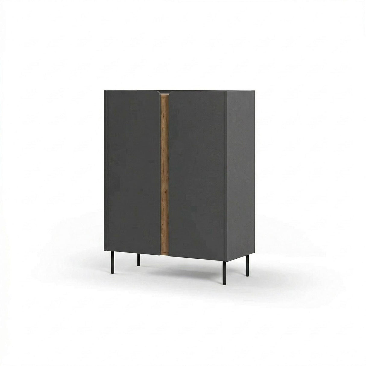 Lucile (90 x 120,4 x 40,5 cm) Sideboard Antracit naturlig ek svart