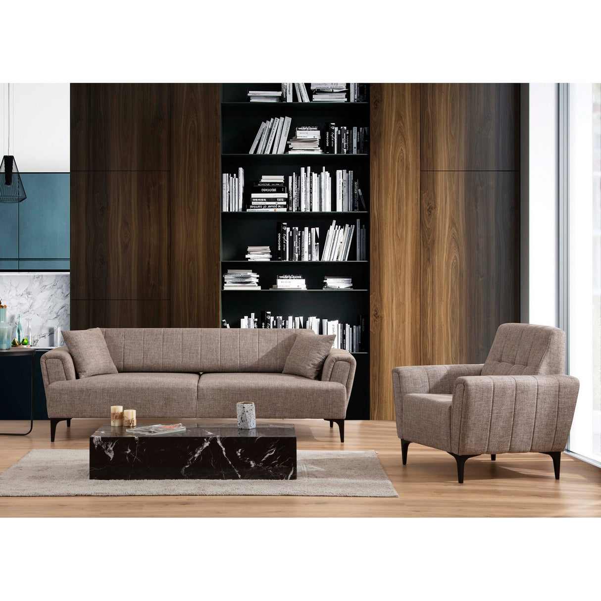 Jakarta (230 x 95 x 77 cm) 3-sits bäddsoffa Ljusbrun