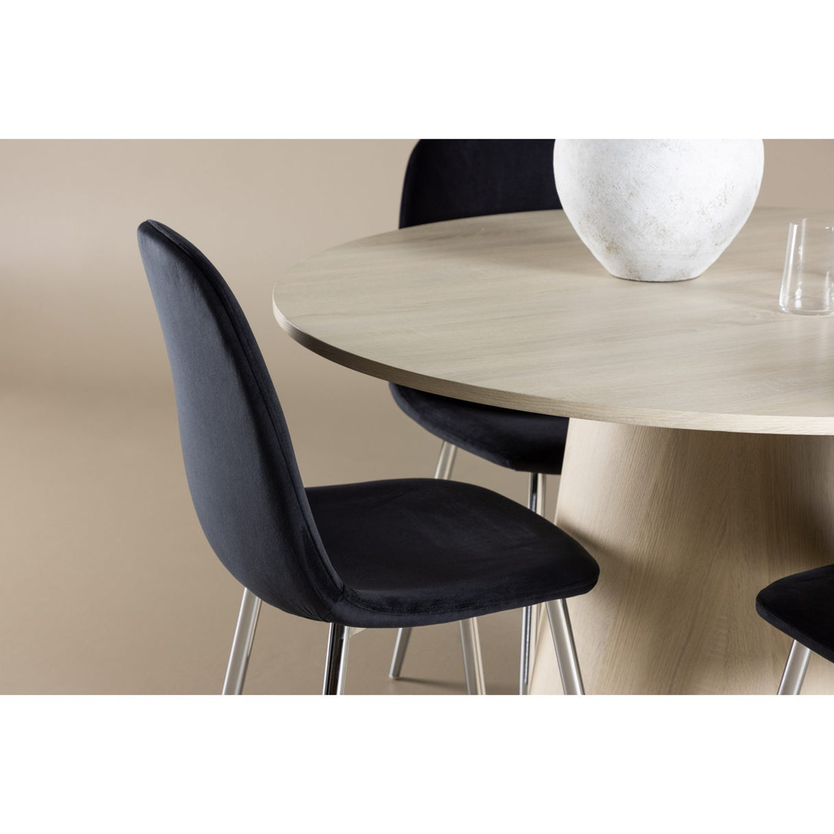 Lanzo, Polar Rund matgrupp Svart,Silver, Vitpigmenterad, ⌀120