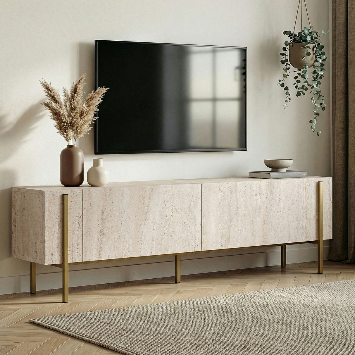 Carlito TV-bänk Travertine Gold