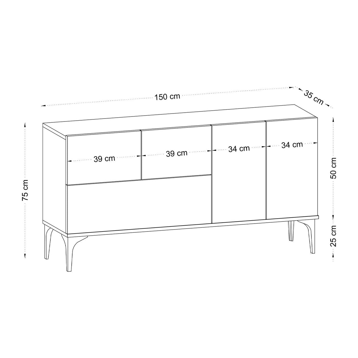 Surabaya (150 x 75 x 35 cm) Vit Svart Konsol