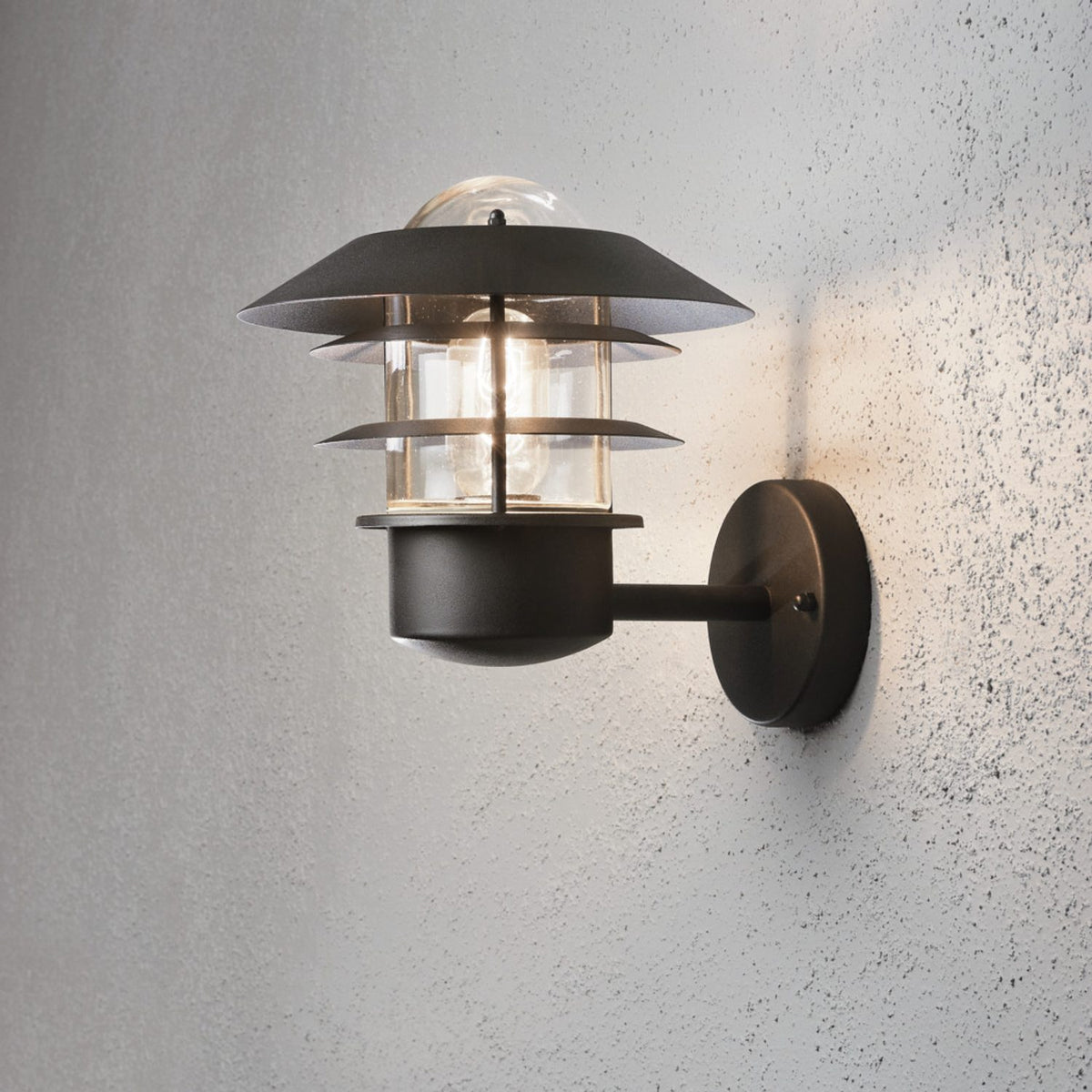 Modena E27 24 cm Vägglampa Ute Svart, Upp