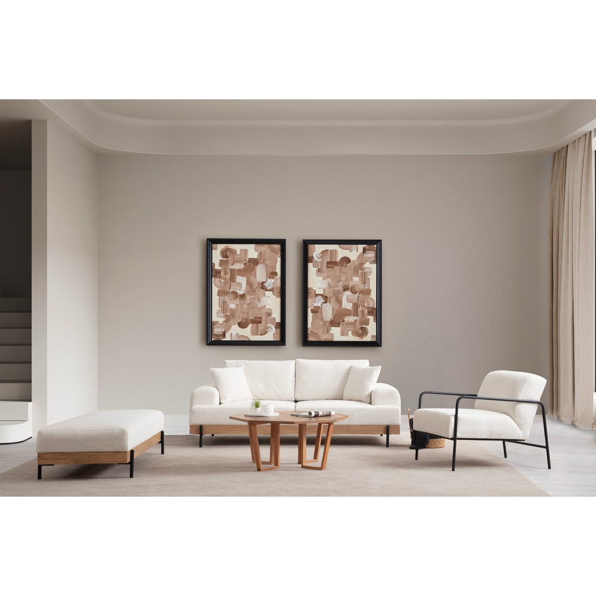 Eti Oak 3-sits (220 x 98 x 78 cm) 3-sitssoffa Vit