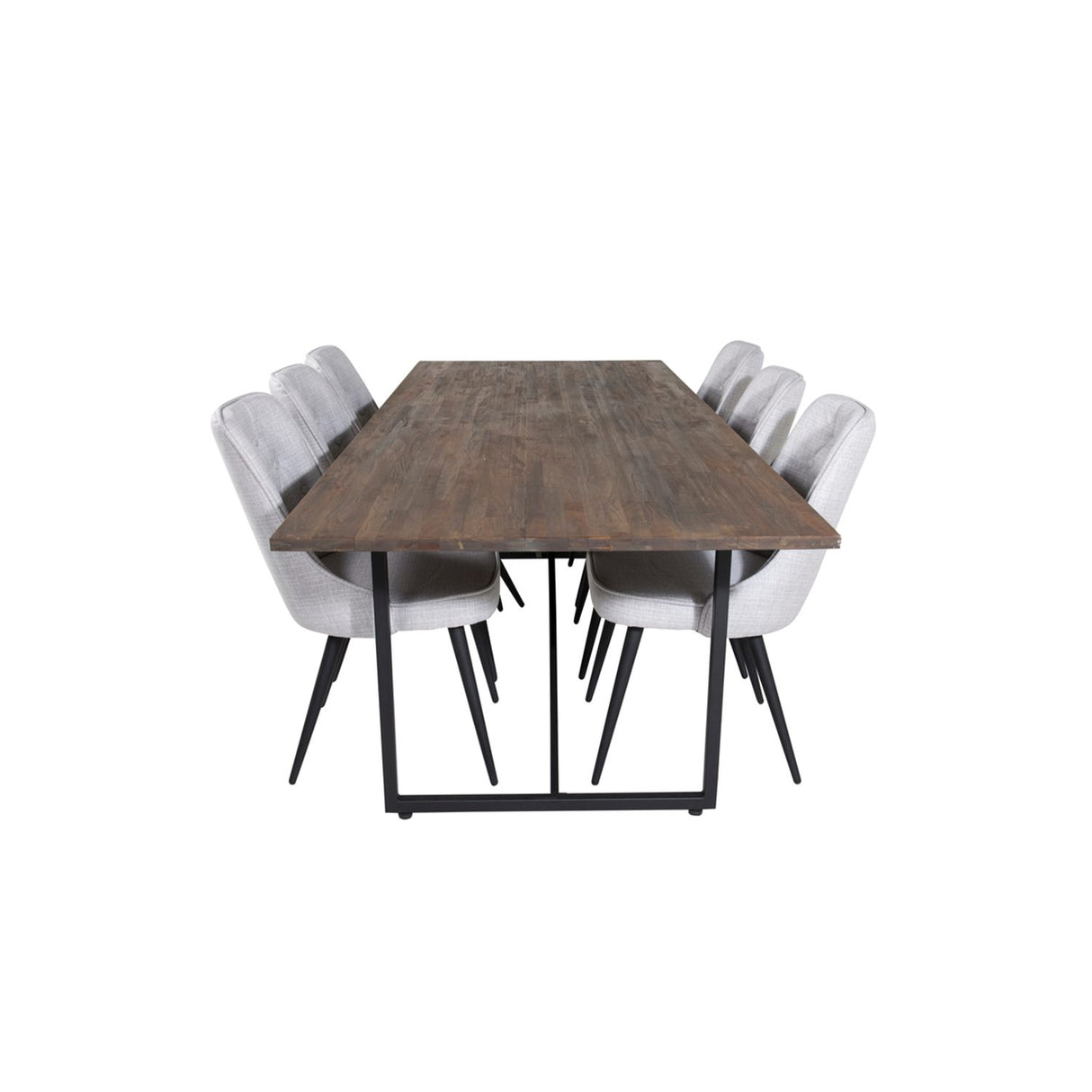 Padang, Velvet Deluxe Rektangulär matgrupp Svart,Ljusgrå, Svart,Natur, 250 x 100