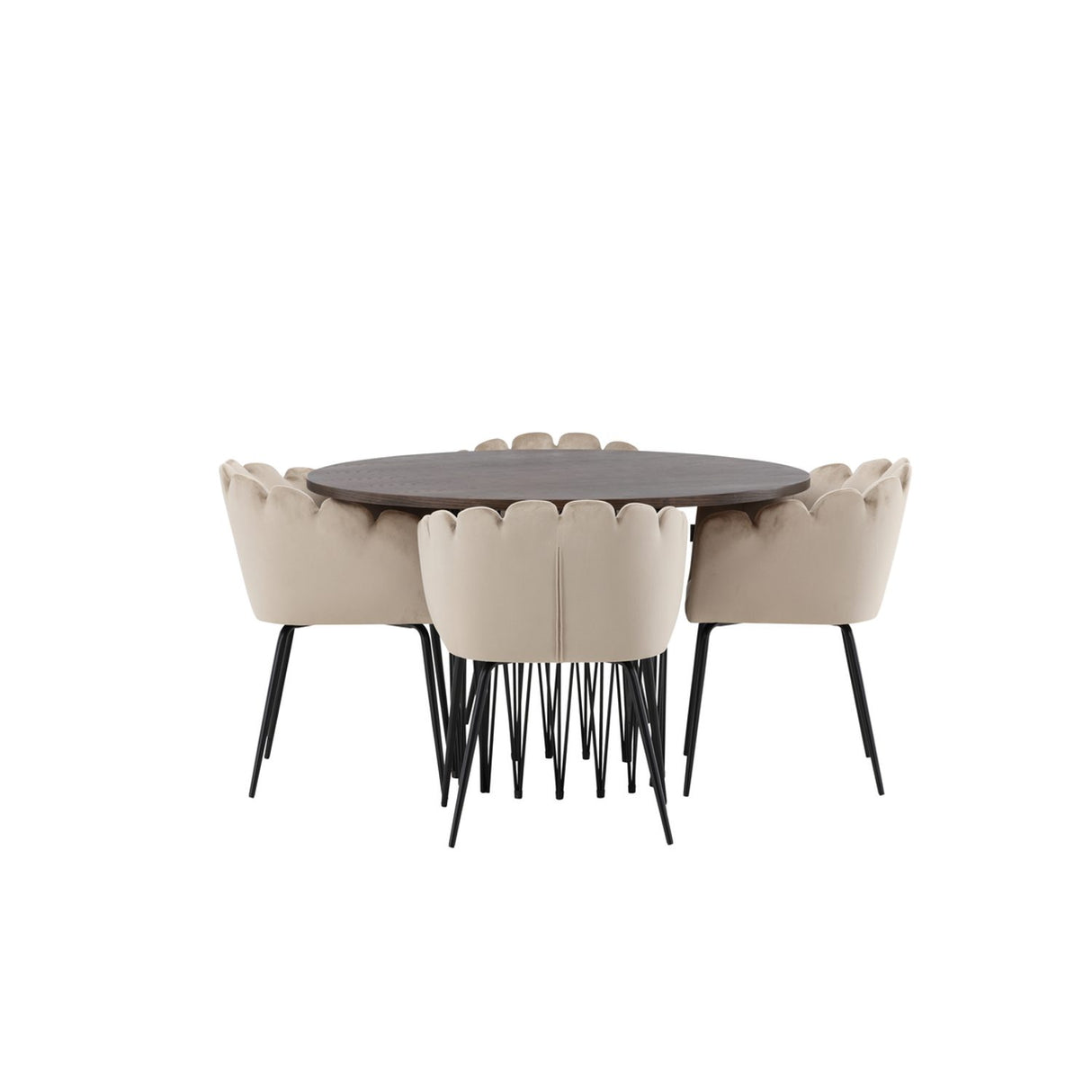 Stone, Limhamn Rund matgrupp Beige,Svart, Svart, mocka, ⌀120