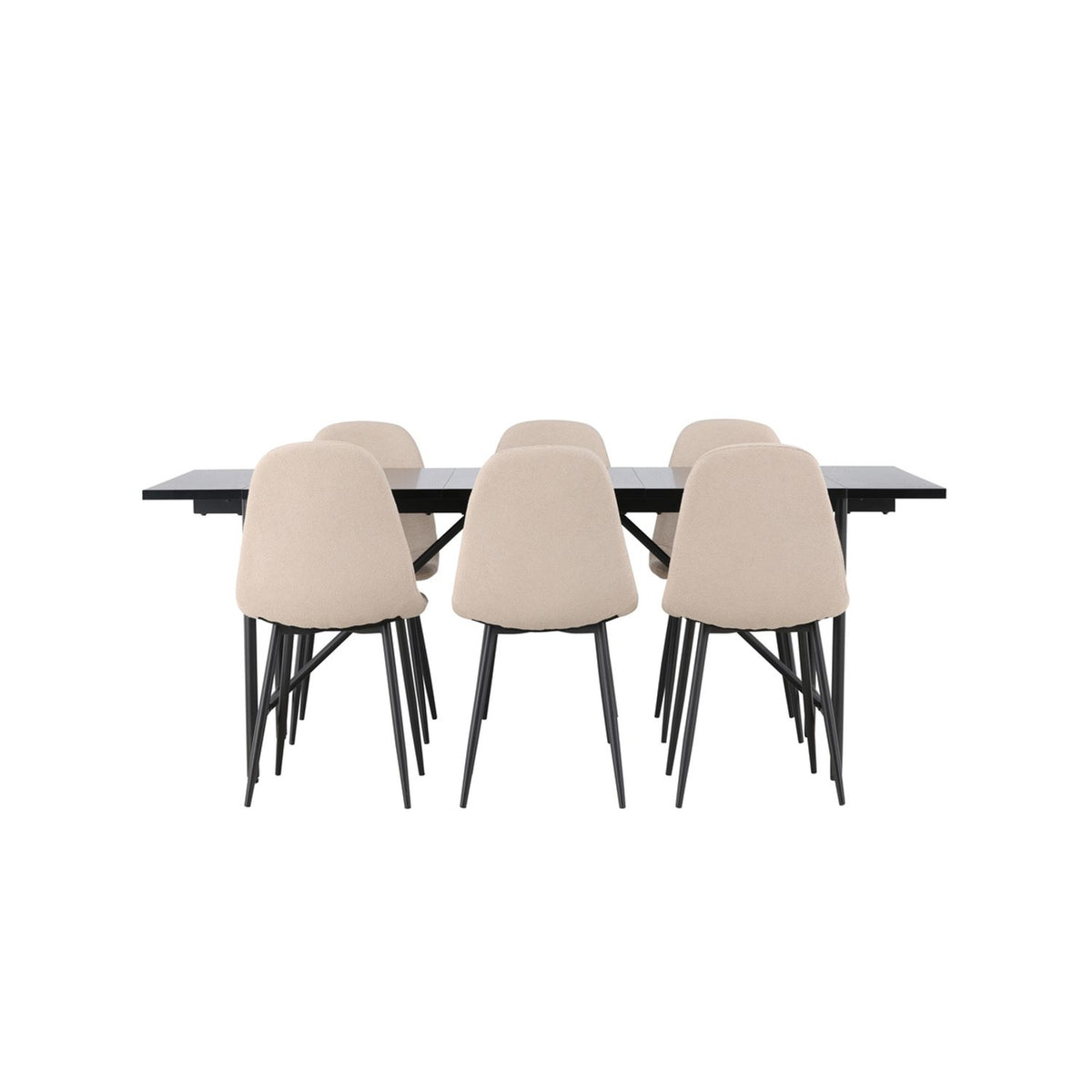 Astrid, Polar Rektangulär matgrupp Beige,Svart, Svart, 200 x 90