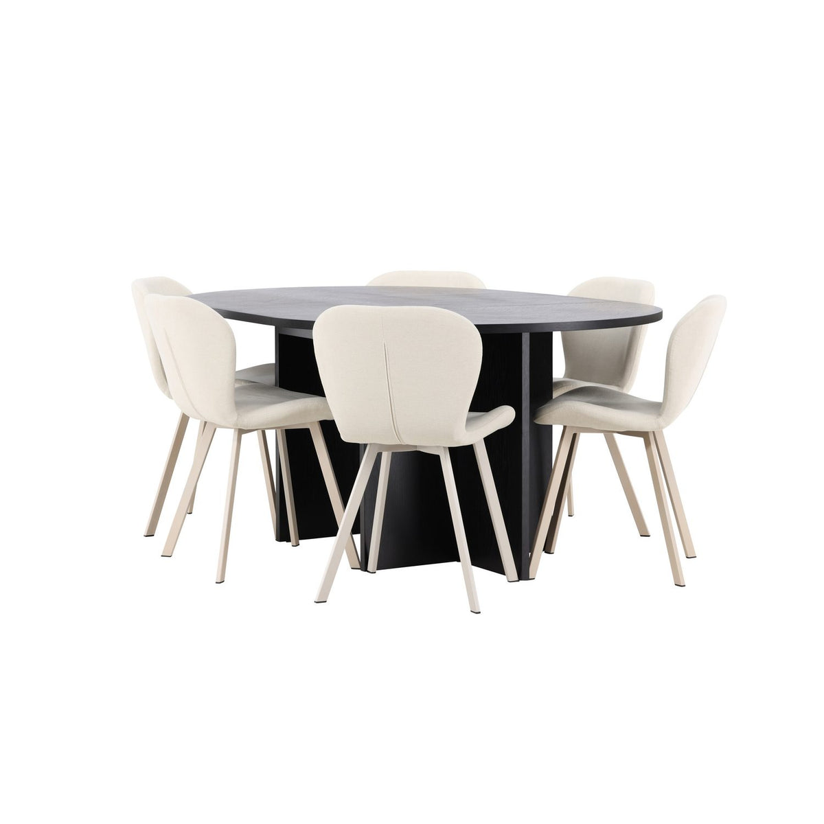 Strada, Lilja Oval matgrupp Beige, Svart, ⌀120
