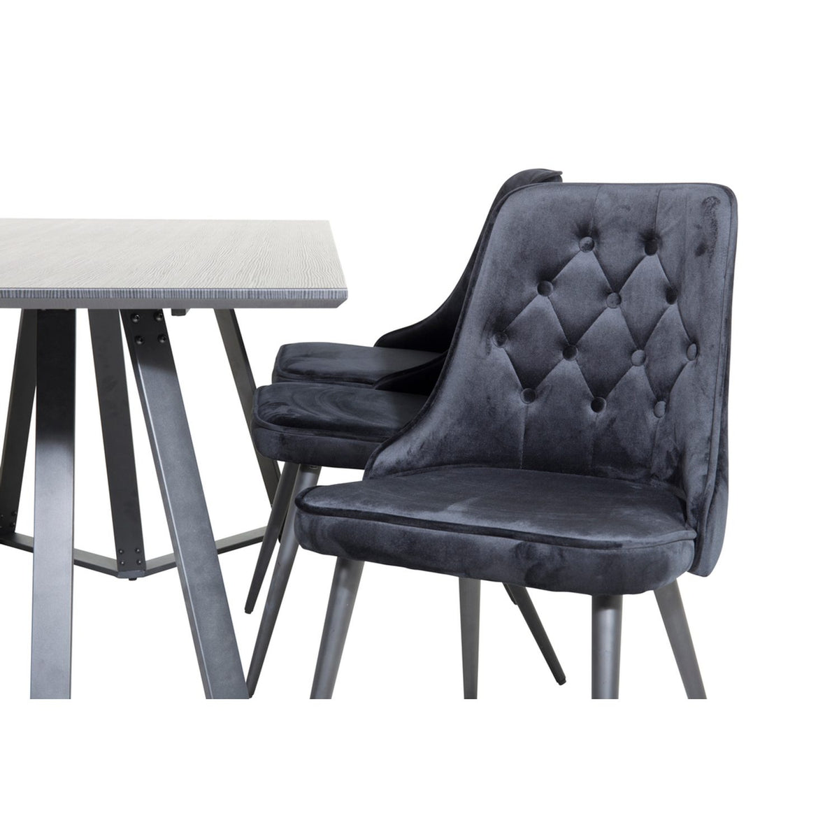 Marina, Velvet Deluxe Rektangulär matgrupp Svart, Svart, 180 x 90