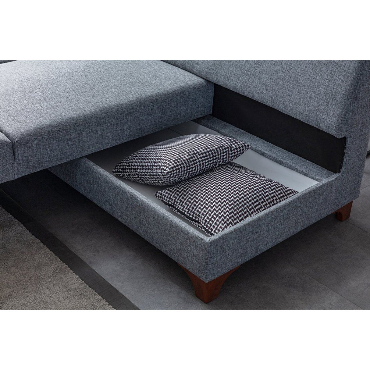 Porto (230 x 90 x 150 cm) Hörnsoffa-bäddsoffa Grå, Vänster