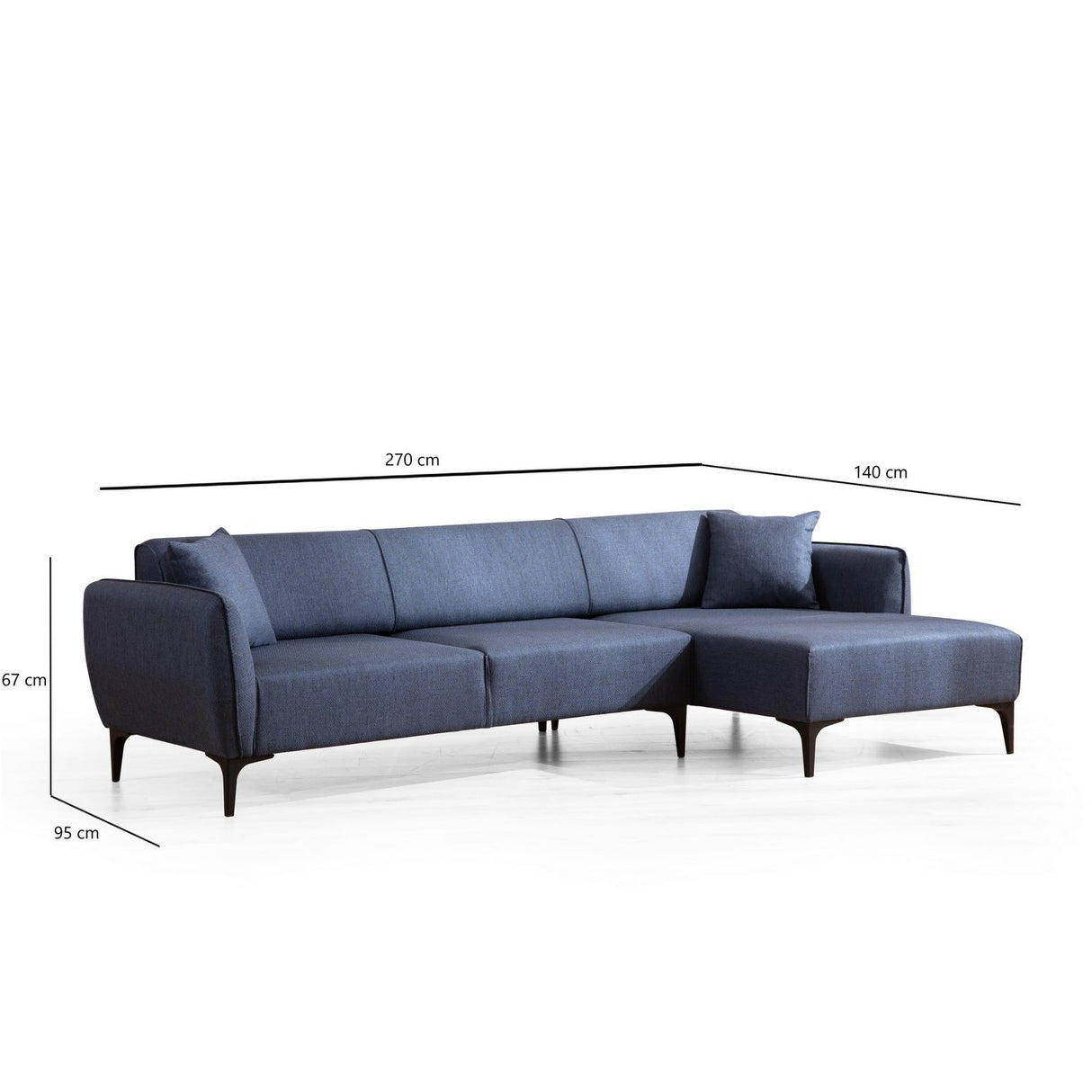 Gaborone (270-140 x 95 x 67 cm) Hörnsoffa Blå, Höger