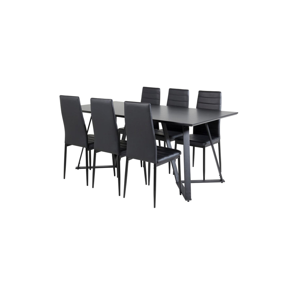 Marina, Slim Rektangulär matgrupp Svart, Svart, 180 x 90