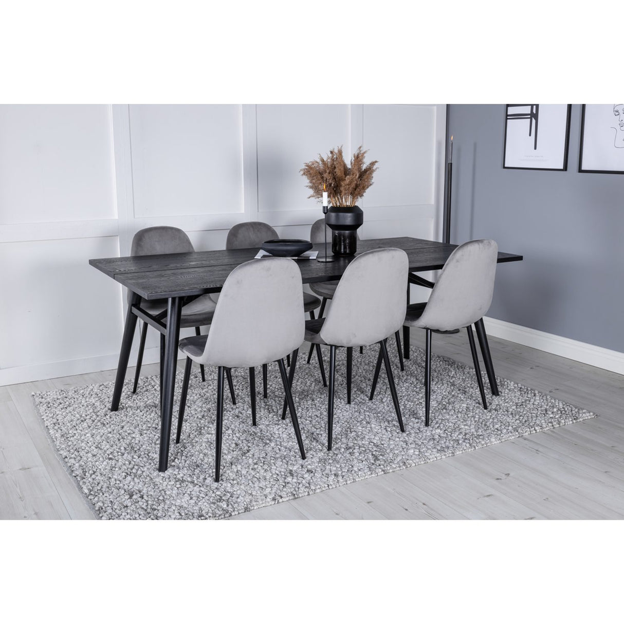 Sleek, Polar Rektangulär matgrupp Svart,Grå, Svart, 195 x 95