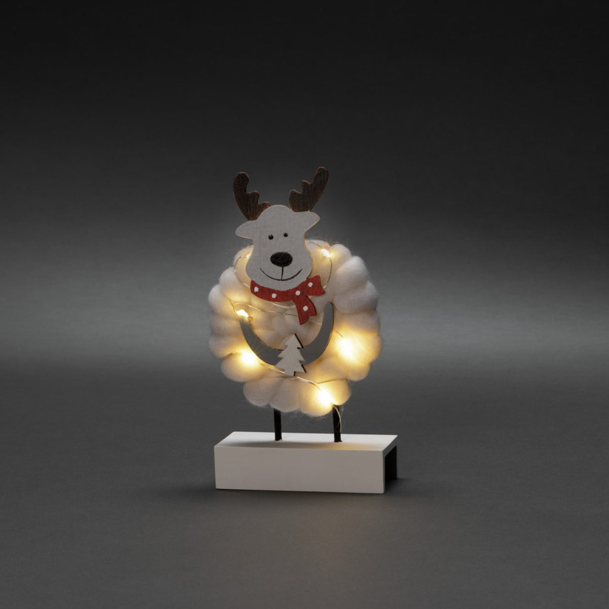 B/O Älg Trä/bomull, vit LED Timer 6h Stående Ljusdekoration Inne