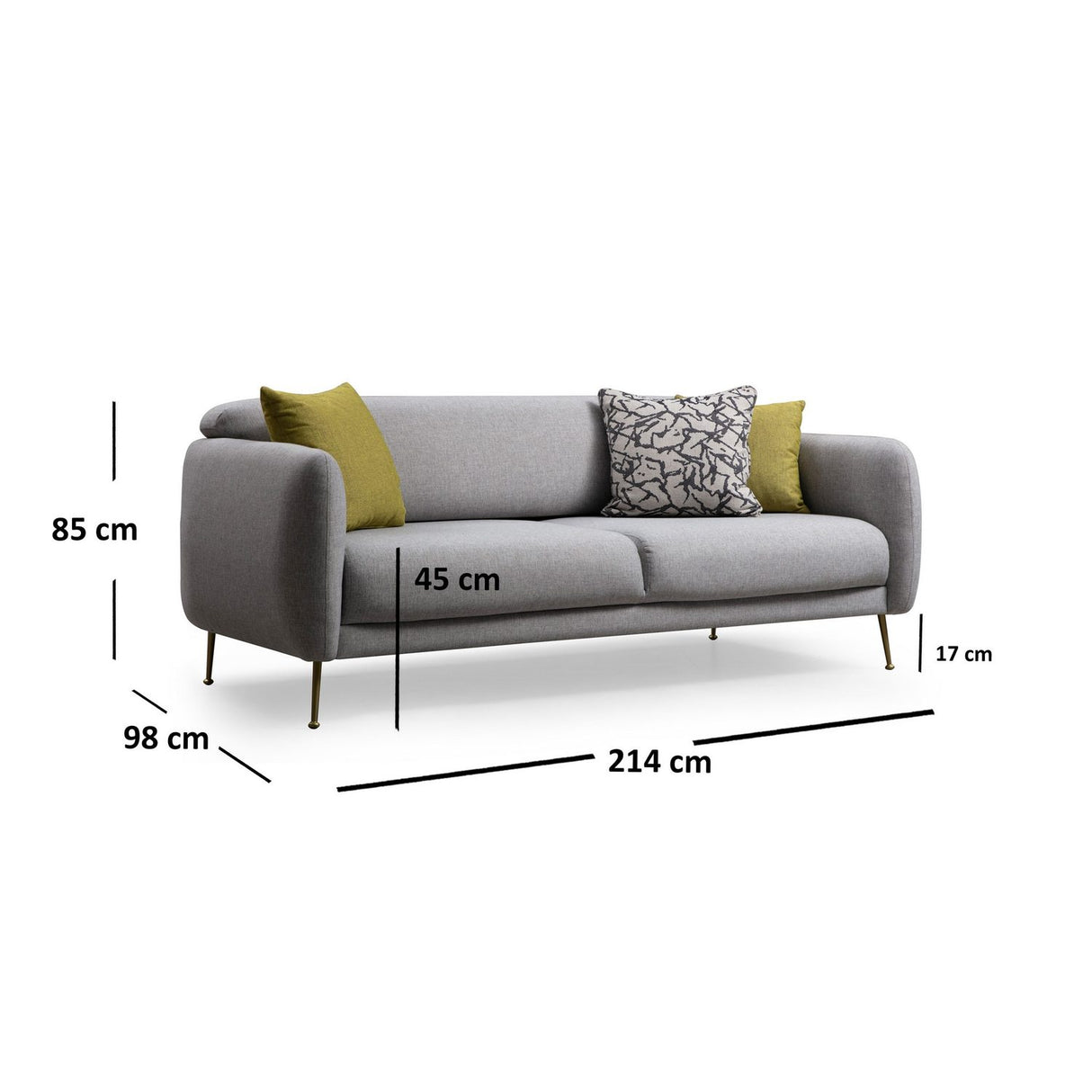 Sevilla 3-sits (214 x 98 x 85 cm) 3-sits bäddsoffa Grå