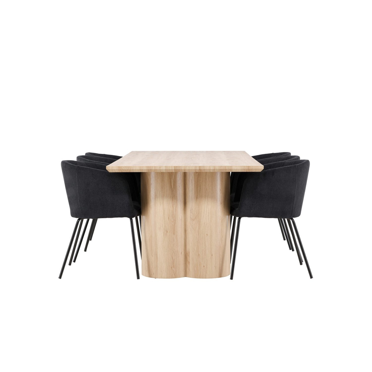 Olivia, Berit Rektangulär matgrupp Svart, Natur, 6st