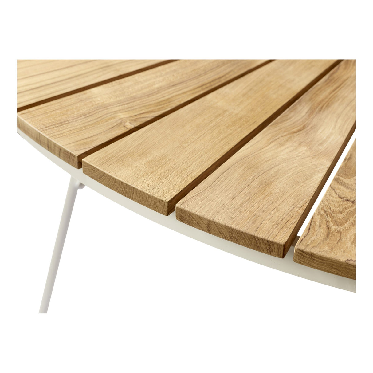 Ellen Trädgårdsmöbelset i Teak och Aluminium 110 cm + 4 stolar, Vit