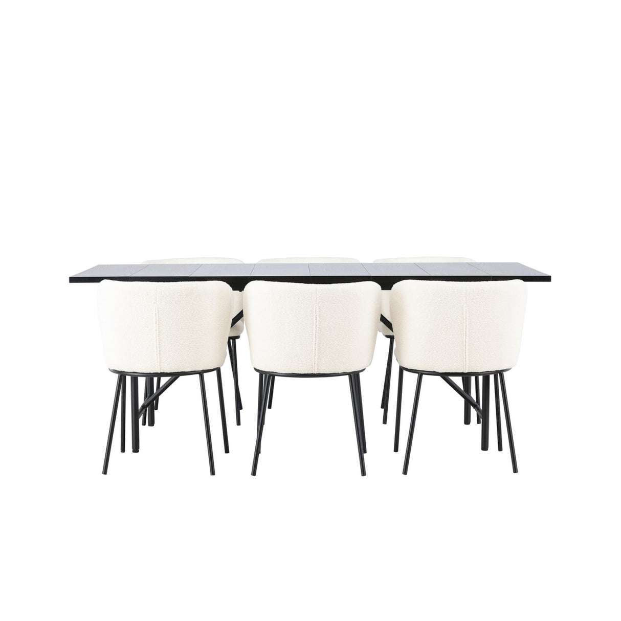 Astrid, Edina Rektangulär matgrupp Svart,Vit, Svart, 200 x 90