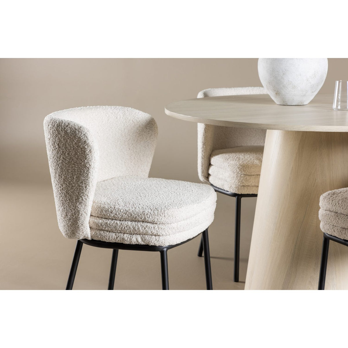 Lanzo, Agnes Rund matgrupp Svart,Vit, Vitlaserad, ⌀120