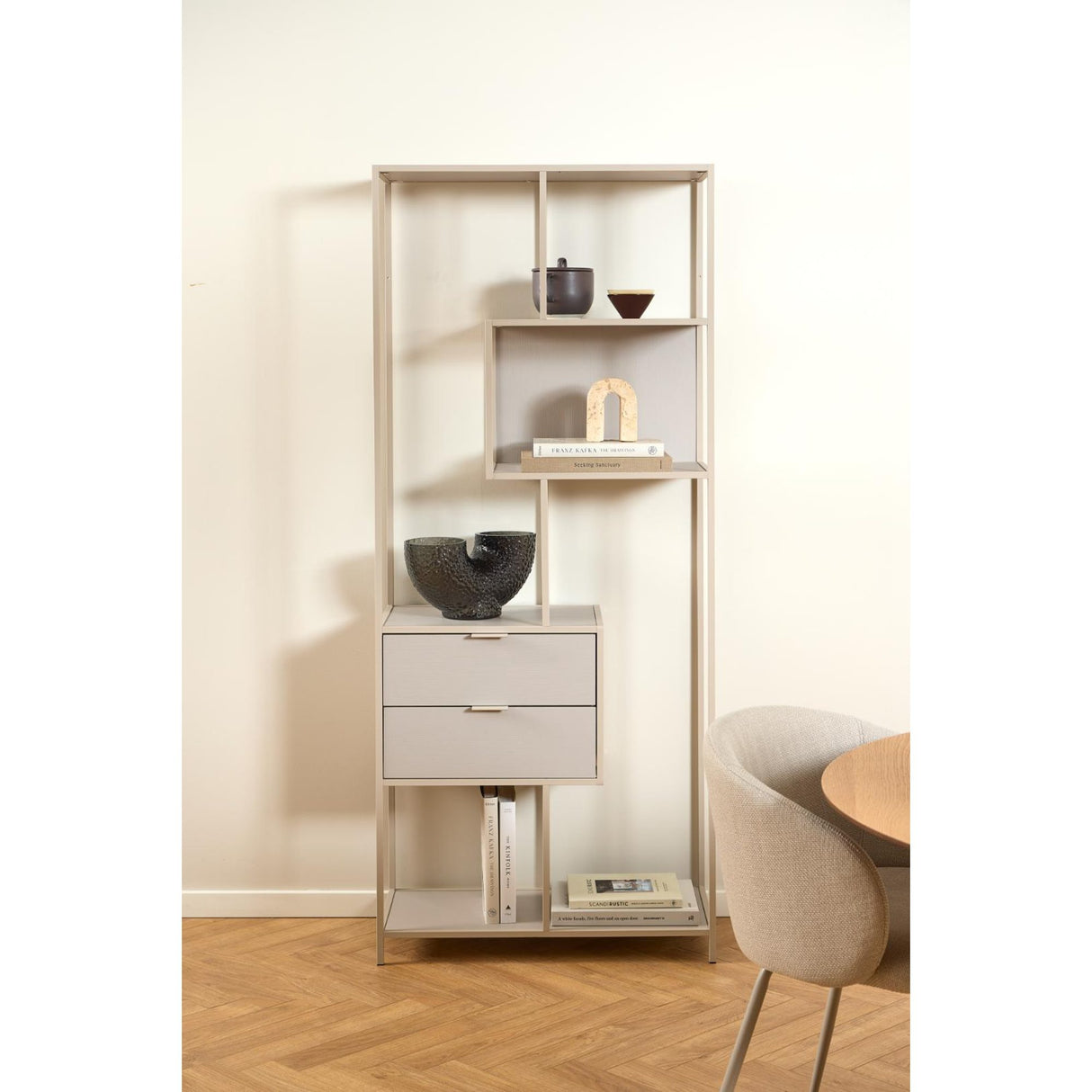 Notting Hill Bokhylla med 2 Lådor 185x77x35 cm Grå