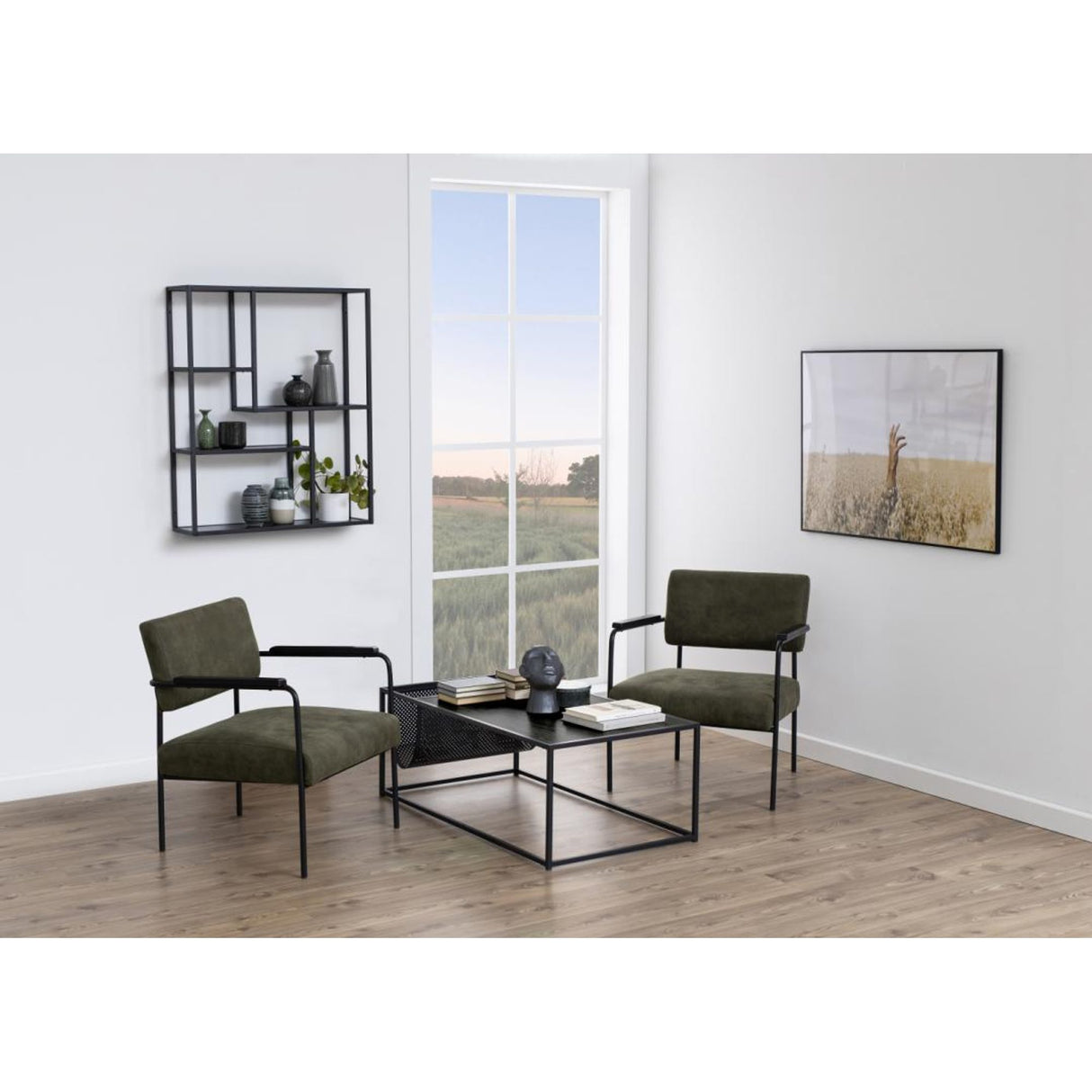 Notting Hill Vägghylla 91x75x20 cm Svart Ask