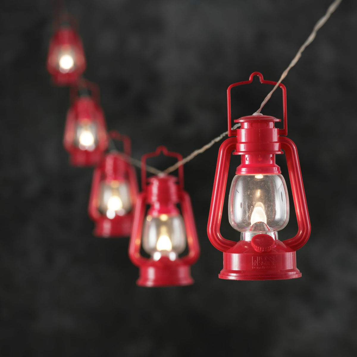 8 lyktor varmvita LED 3V/IP44 Ljusslinga Ute Röd