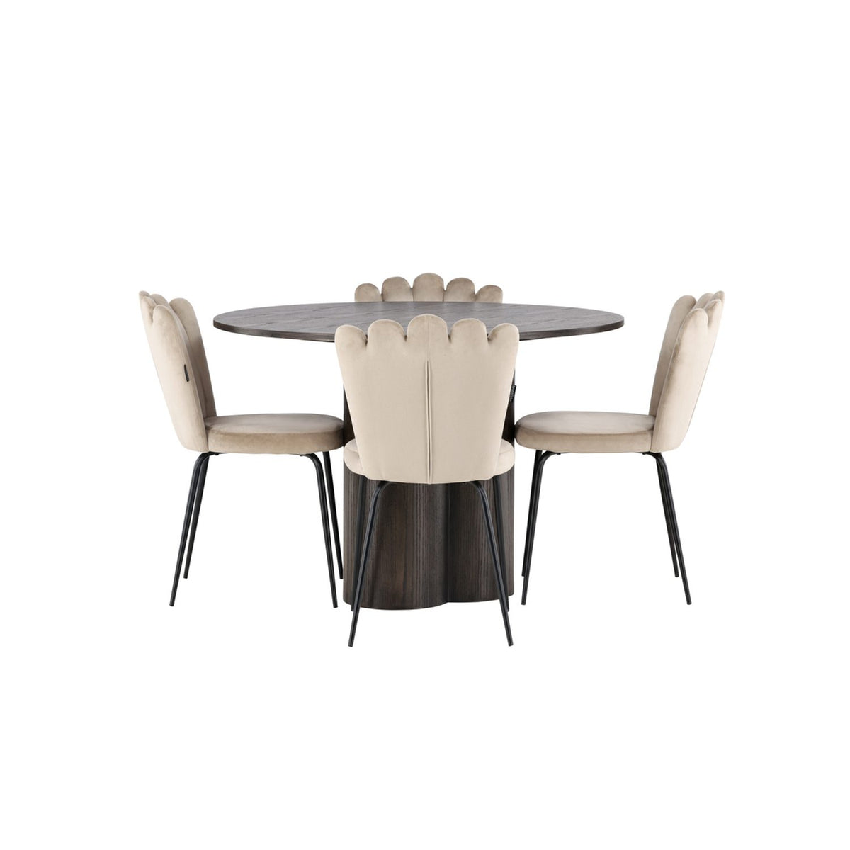 Olivia, Limhamn Rund matgrupp Beige,Svart, Mocka, ⌀110