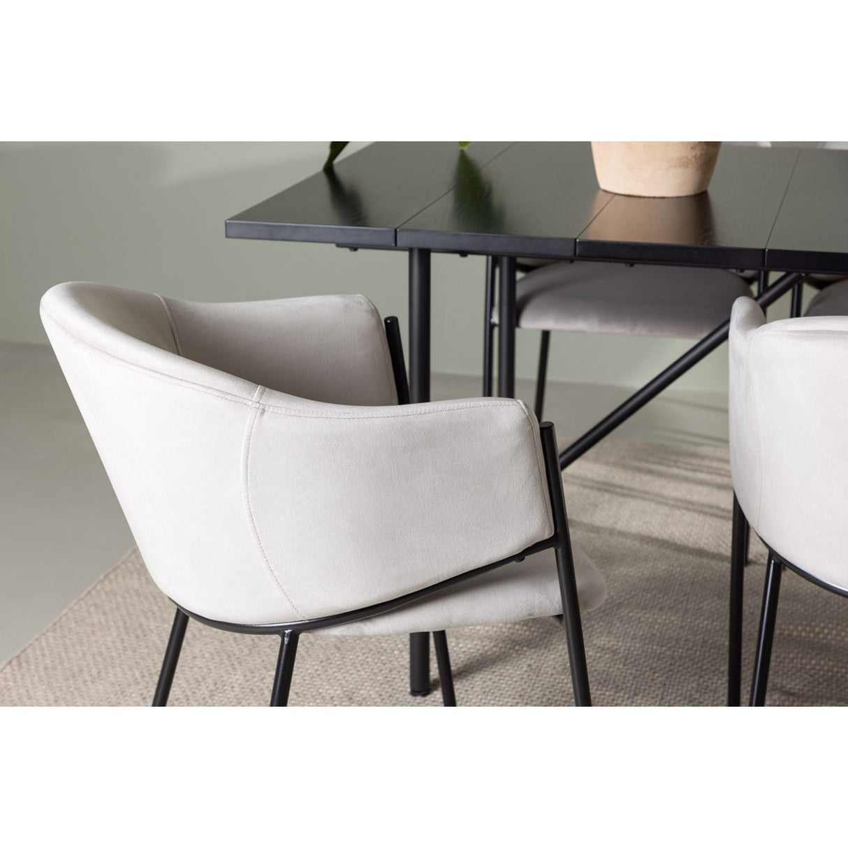 Astrid, Evelina Rektangulär matgrupp Svart,Grå, Svart, 200 x 90