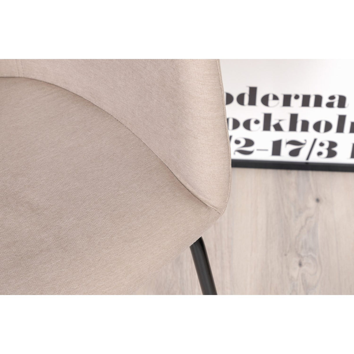 Berit Matstol Beige,Svart, Polyesterlinne, 55 x 78 x 55