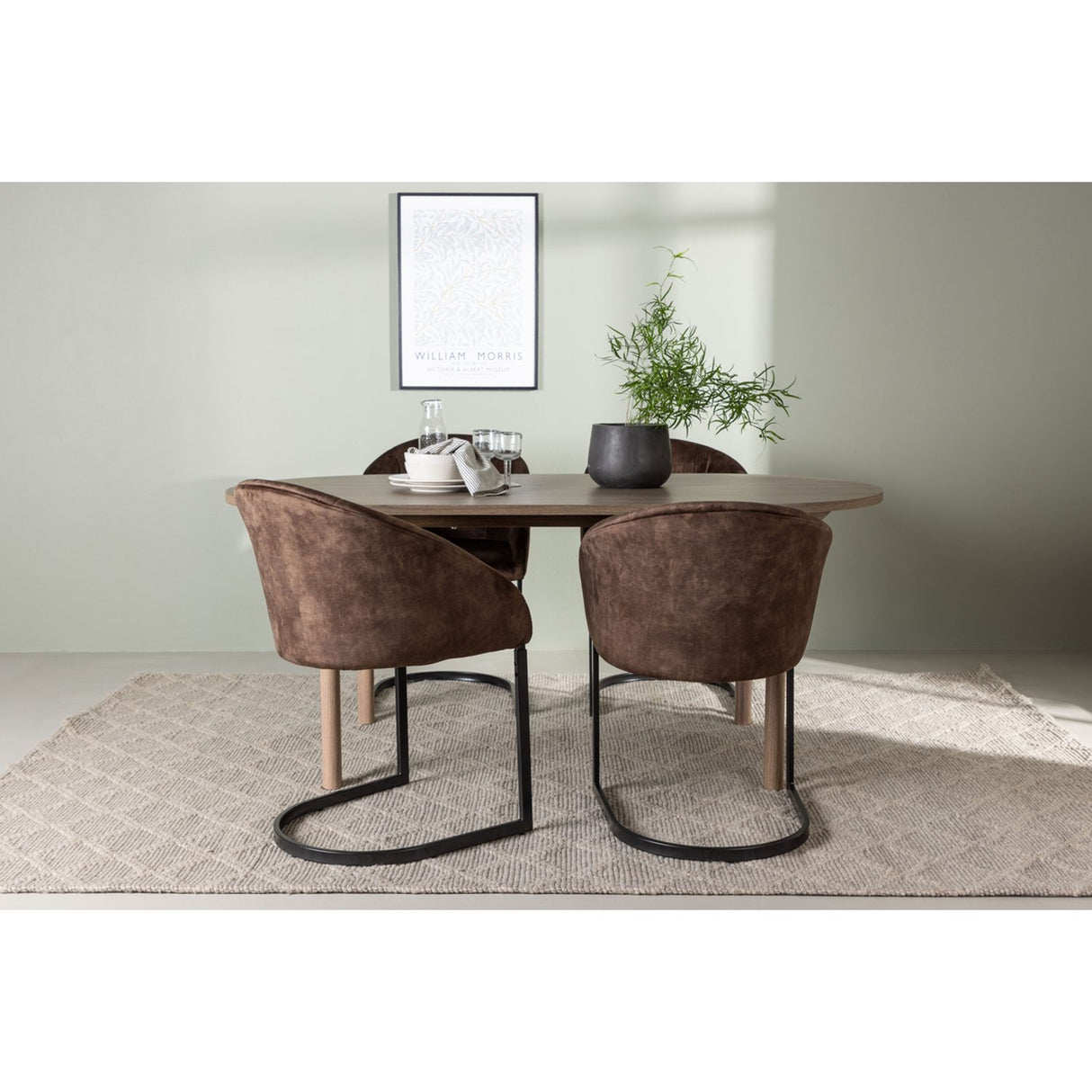 Andy, Evening Oval matgrupp Svart,Brun, Natur, 180 x 90