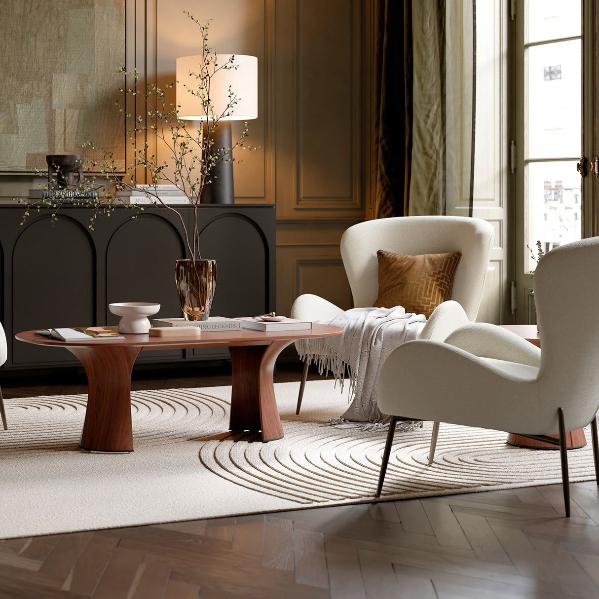 Glam Loungefåtölj Bone White, Antique Brass, 85 cm