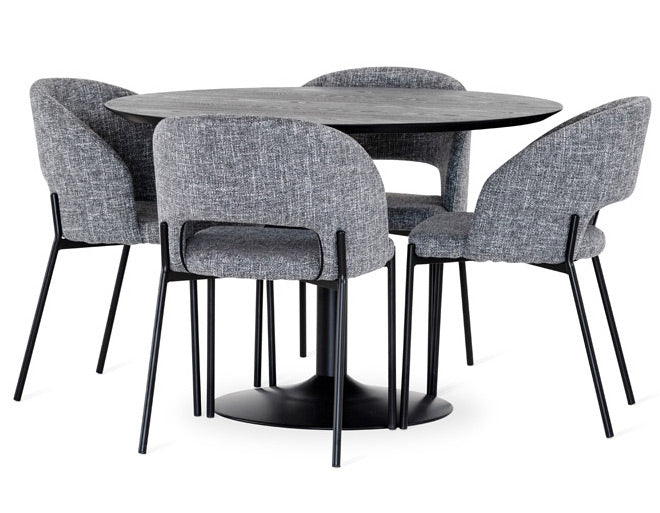 Miles Matgrupp Svart Inkl. 4st Gap Stolar Grå