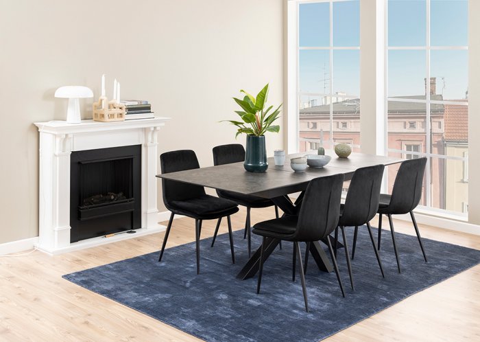 Verdun Matbord 90x160-210 cm Svart Keramik