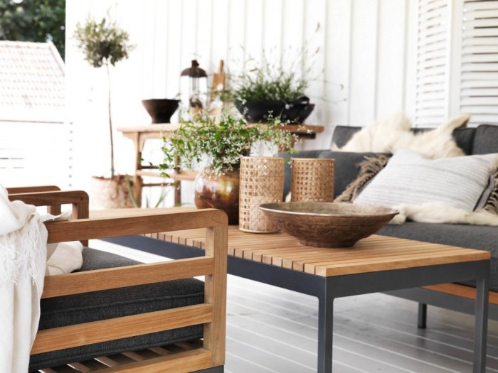 Zalongo Soffgrupp Teak/Grå Alu
