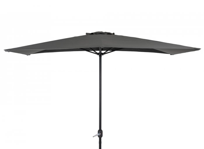 Rektangulärt halvt parasoll med fällfunktion. Passar på balkongen eller mot väggen. Kvitter parasollfot är lämplig till.
