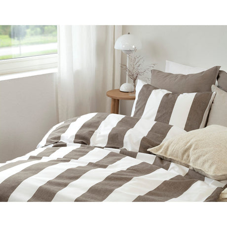 2-Dels Set Block stripe Påslakanset Enkelsäng Brun
