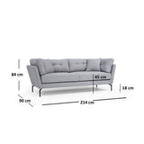 Arequipa 3-sits (214 x 90 x 84 cm) Grå 3-sitssoffa