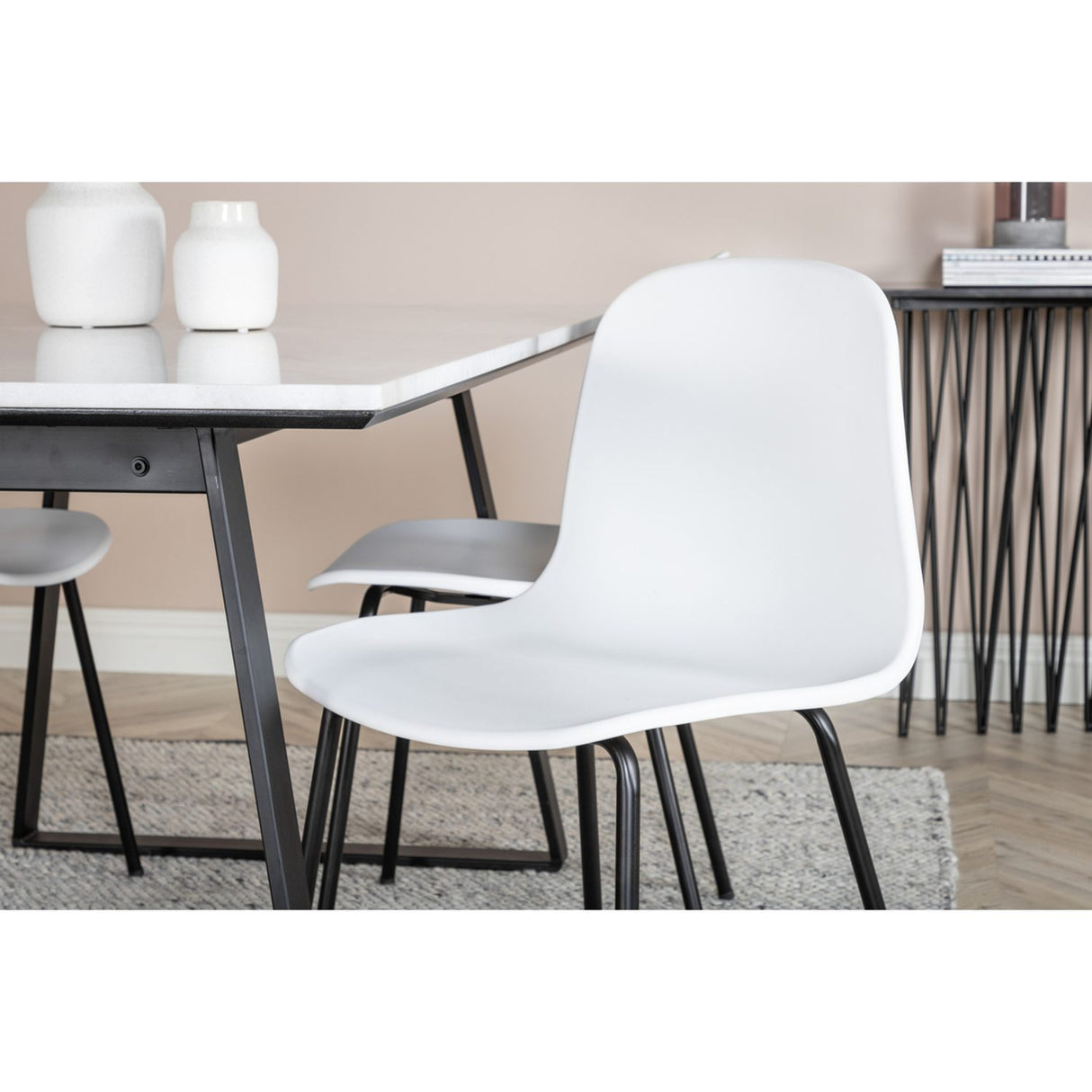 Estelle, Arctic Rektangulär matgrupp Svart, vit, Svart, vit, 140 x 90