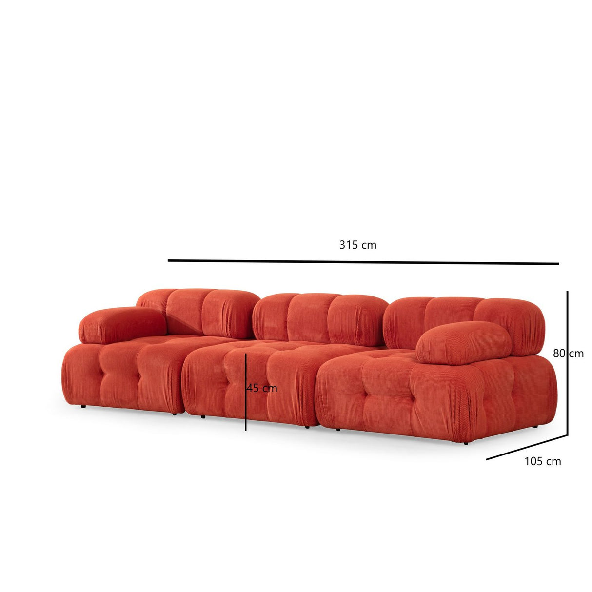 Riga 3-sits (300 x 100 x 80 cm) 3-sitssoffa Röd