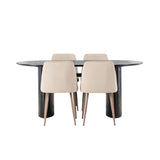Isolde, Night Oval matgrupp Valnöt, Beige, Svart, 180 x 90