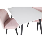 Polar, Velvet Rektangulär matgrupp Svart,Rosa, Svart,Vit, 50 x 80 x 60