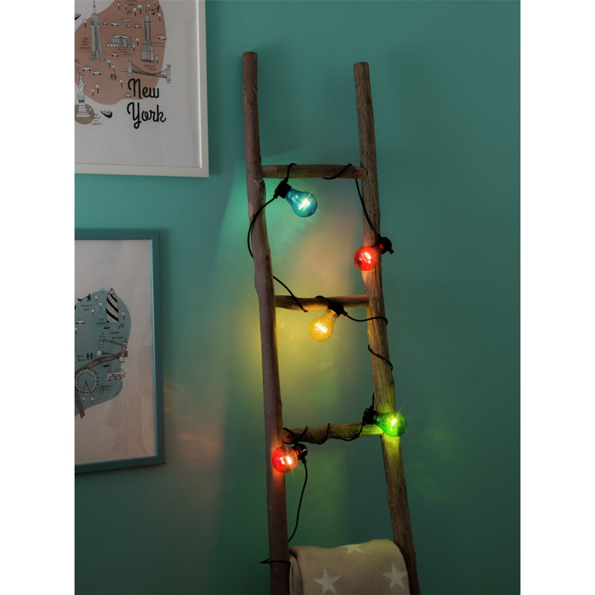 E27 5 LED Svart kabel Timer 6h Ljusslinga Ute Färgad
